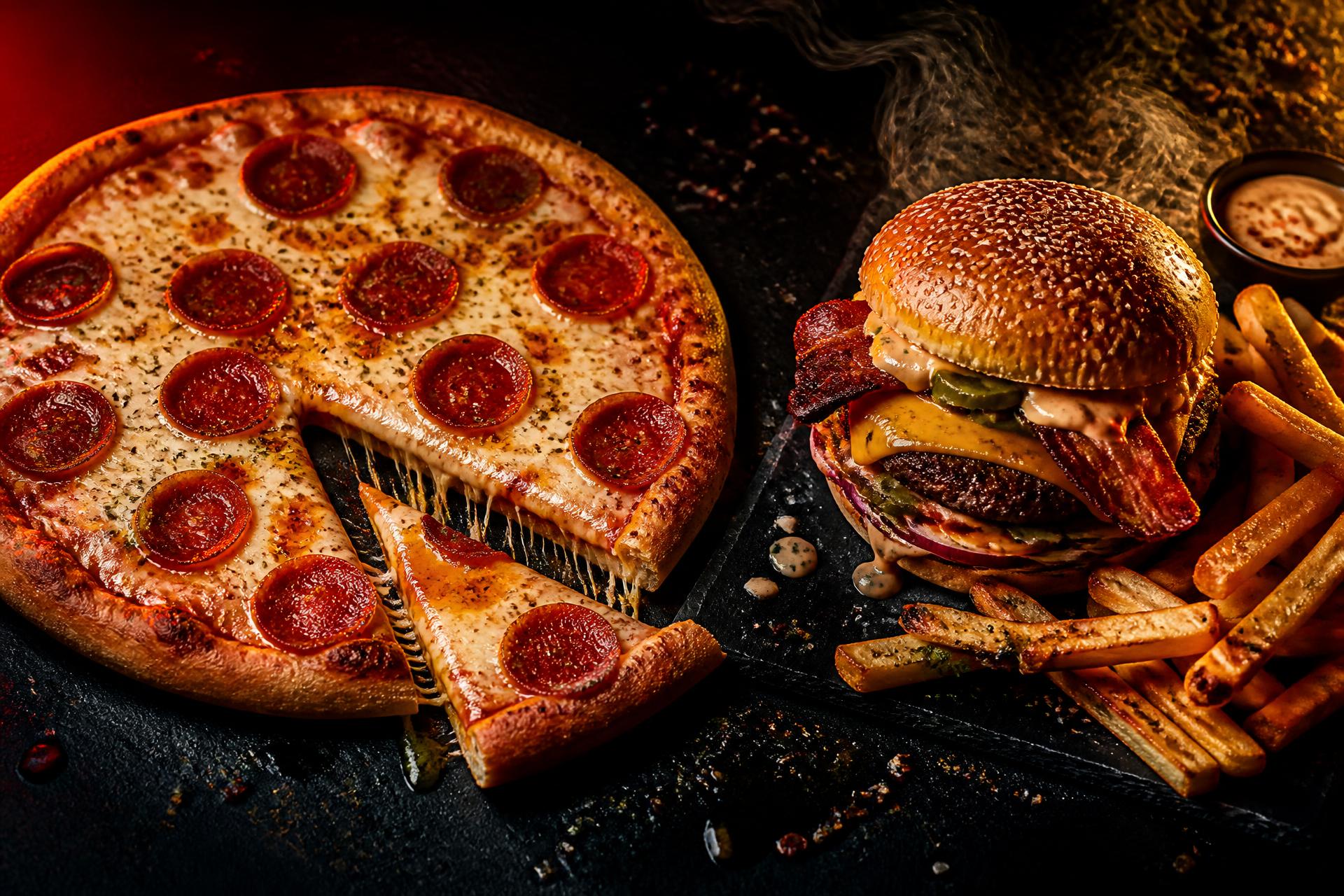Pizza and burger